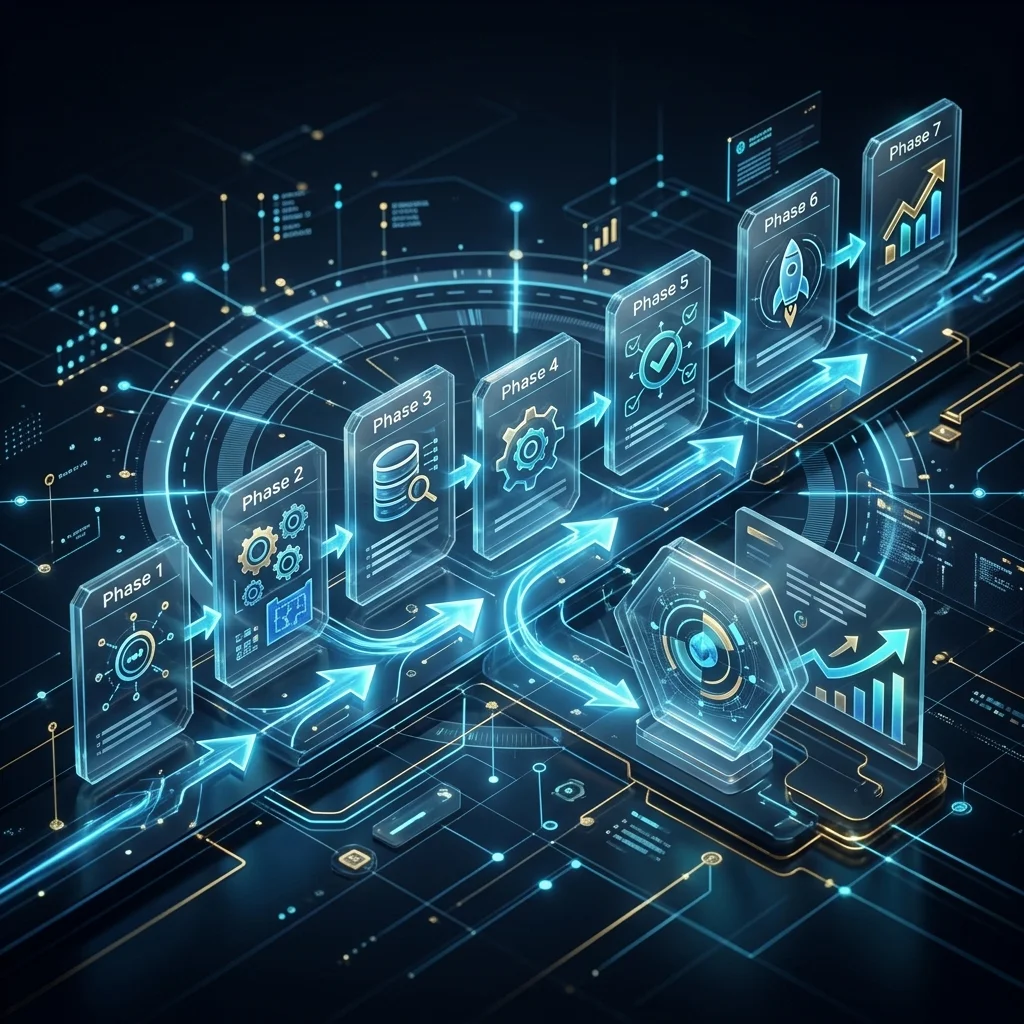 ERPNext implementation process from discovery and mapping to configuration, migration, training, go-live and support.